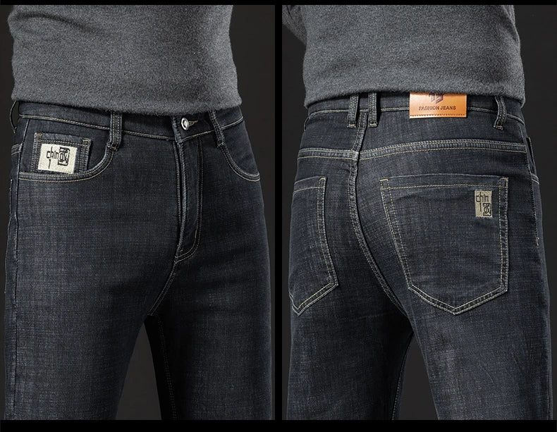 Winter Lamb Fluff Denim Straight Pants Men Thicken Big Size 40 Jeans High Waist Stretch Jeansy Fleece Lined Warm Slim Vaqueros - You Offer