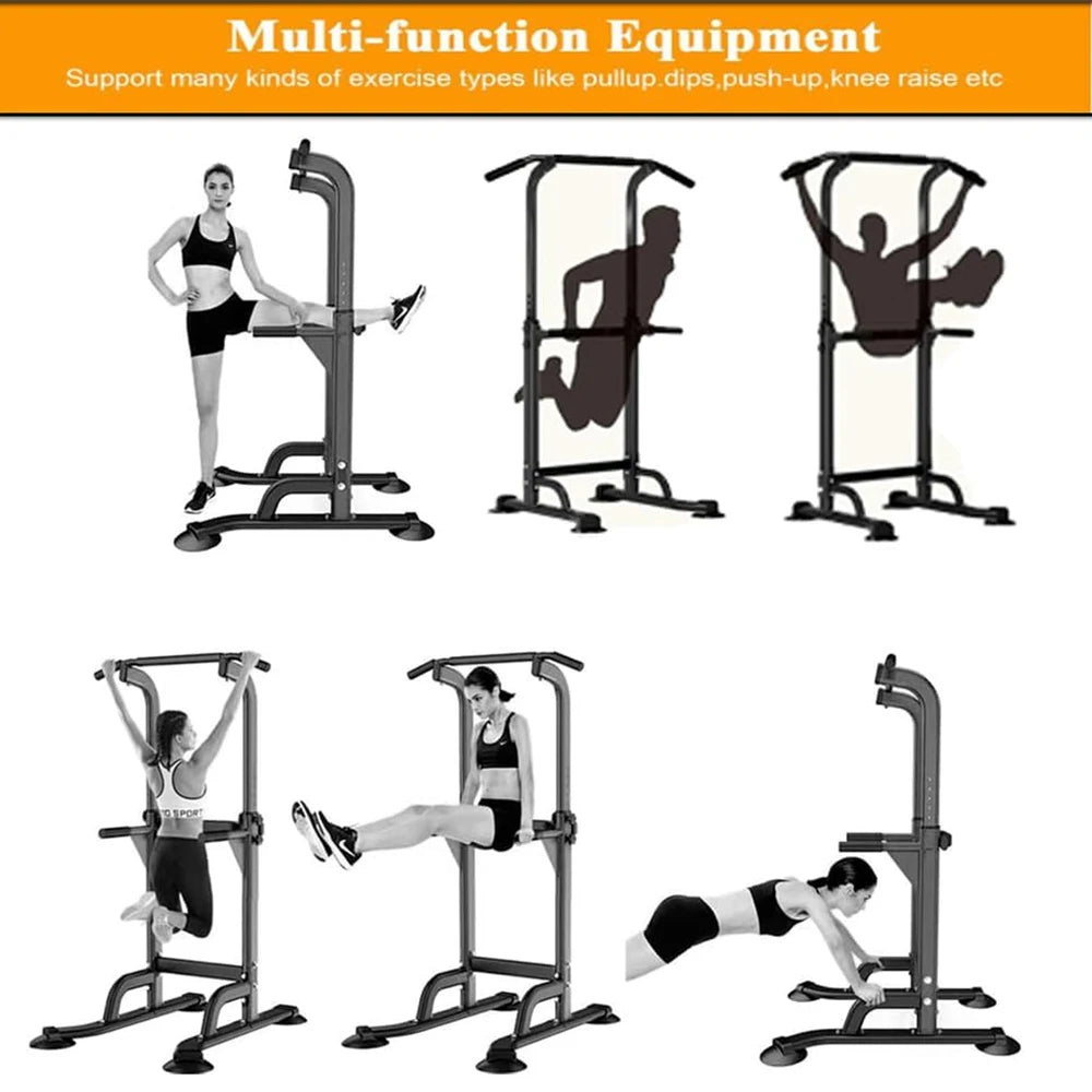 Power Tower Pull Up Bar Station Pull-Up Rack Dip Station for Home Gym Strength Training Equipment Height Adjustable