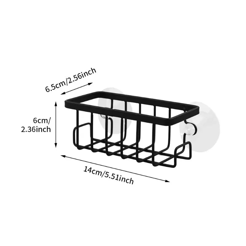 Home With Hook Draining Durable Soap Black Kitchen Sink Scrubber Countertop Sponge Holder Hollowed Suction Cup Caddy Organizer - You Offer