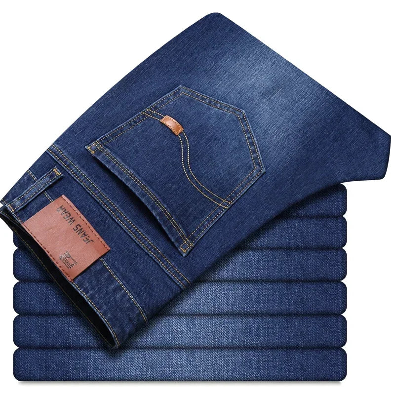Classic Black Men's Jeans Straight Leg Baggy Plus Size Pants Wear Comfortable Dark Pants Thin Pants for Dad Gift Dad Pants - You Offer