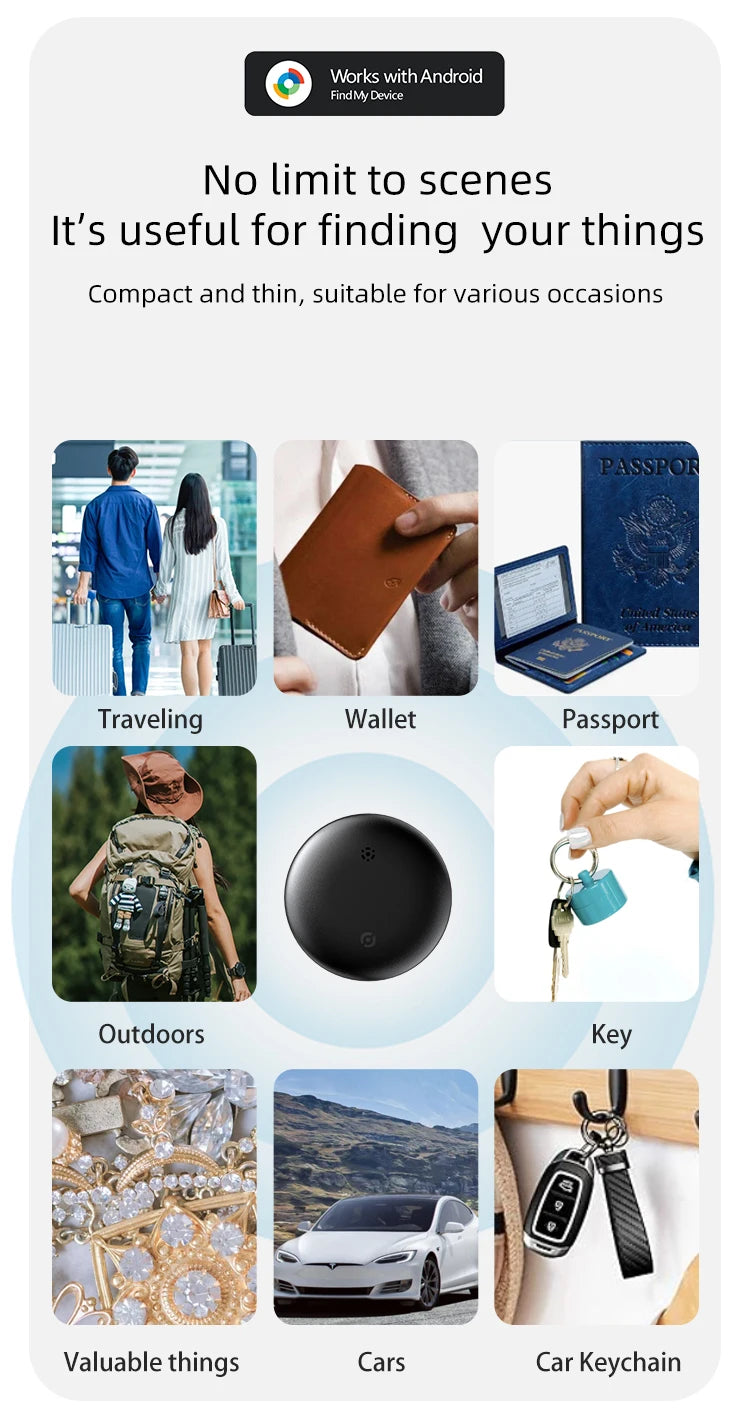 Android AirTag with Magnet Holder Compatible with Google Find My, Waterproof Shockproof Smart Tracker with Protective Cover