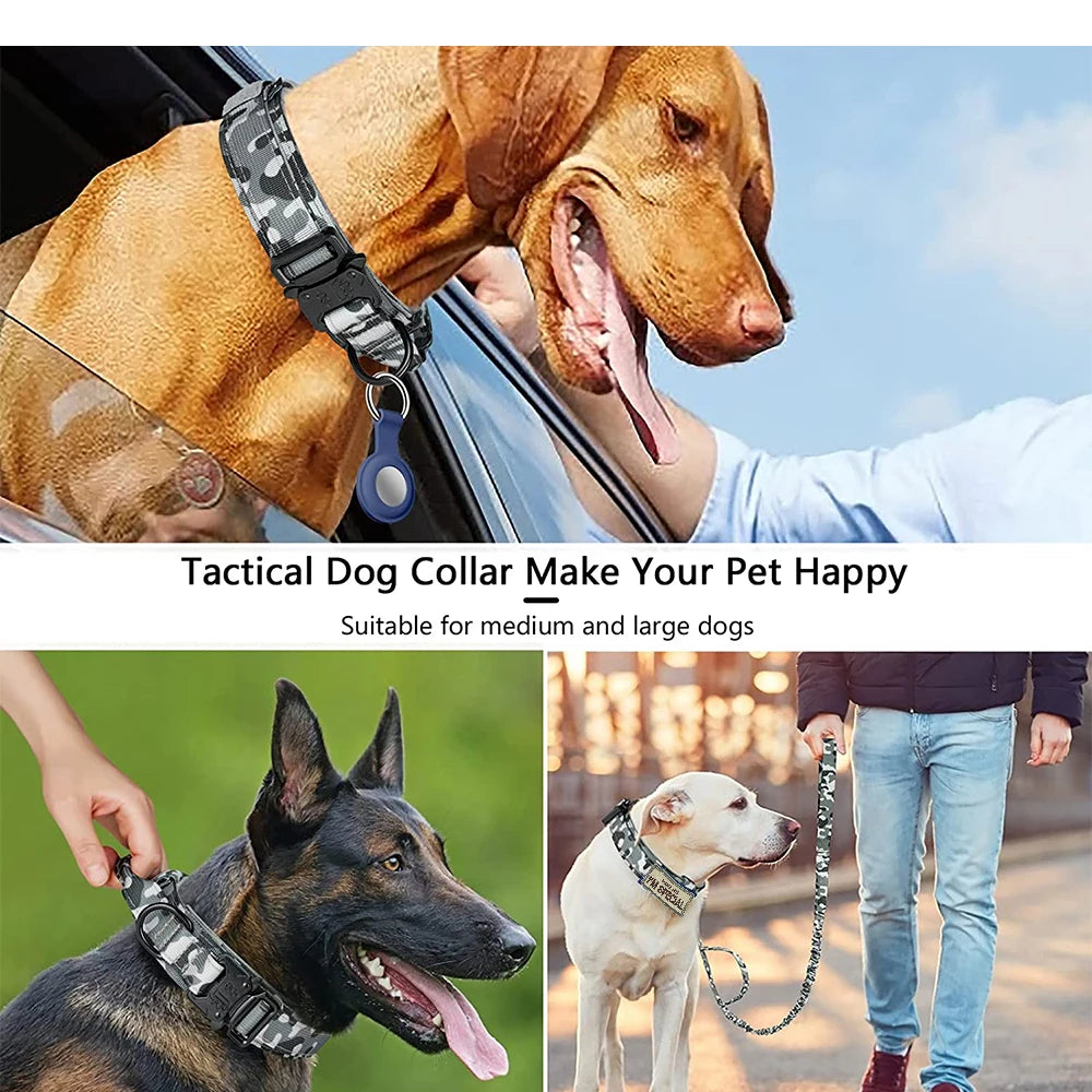 Military Tactical Dog Collar Nylon Adjustable Durable German Shepherd for Medium Large Outdoor Walking Training Pet Supplies