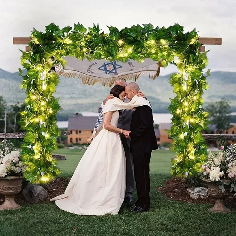 Vine Hanging Garland String Light Artificial Lvy LED StringLight for Bedroom Party Garden Wall Room Battery Powered