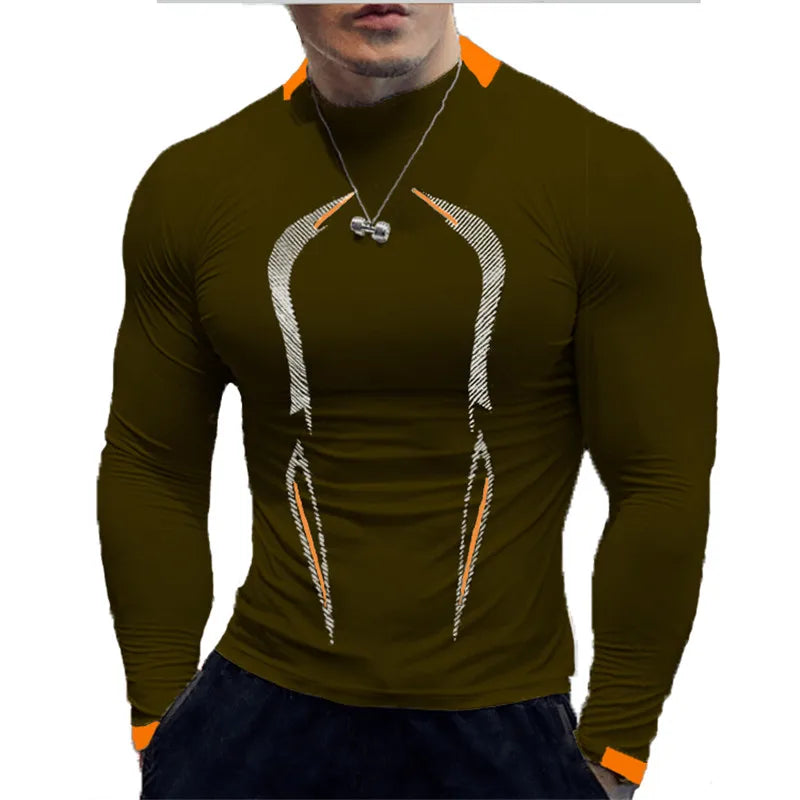 Men Long Sleeve t-Shirt Quick Drying Compression Gym t Shirt Man Oversized Casual Shirts Tops Breathable Blouse Tees Men Clothes