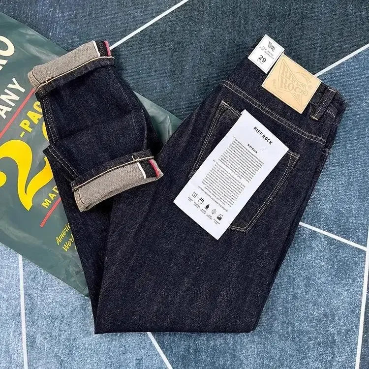 2025American Retro Heavyweight Original Color Jeans Straight Leg Trendy Brand Danning Red Ear Amikaji Casual Pants for Spring - You Offer