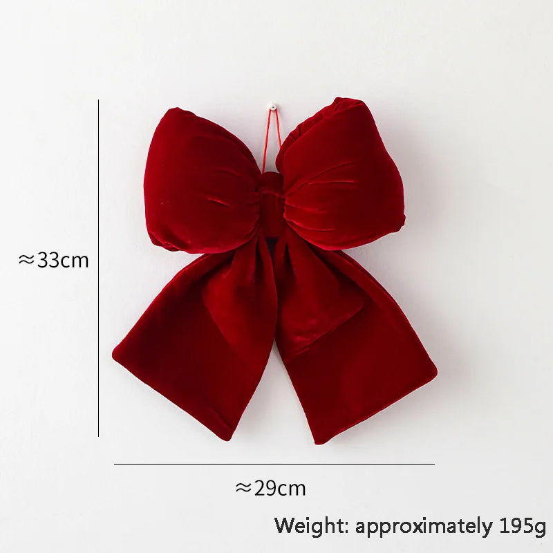 Velvet 3D Christmas Bow Christmas Tree Pendant Christmas Decoration Fence Stair Railing Fireplace Decoration