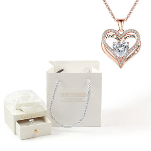 Heart Pendant Necklaces For Women With Rose Flower Gift Box Girlfriend Mother Family Birthday Fashion Romantic Surprise Gifts - You Offer