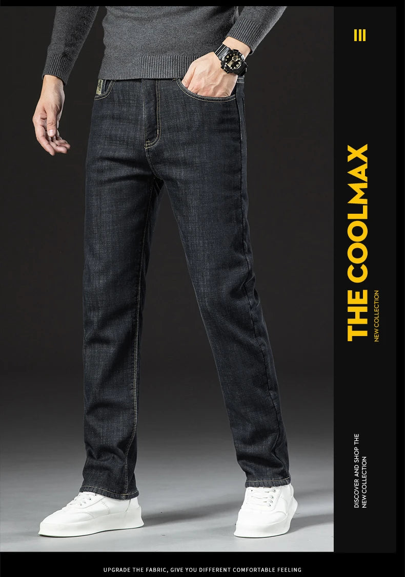 Winter Lamb Fluff Denim Straight Pants Men Thicken Big Size 40 Jeans High Waist Stretch Jeansy Fleece Lined Warm Slim Vaqueros - You Offer