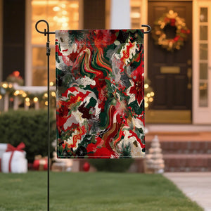 Festive Floral Design Double-Sided Linen, 12x18 Inches, Home Outdoor Yard Holiday Party Decorations (Flag Pole Not Included)