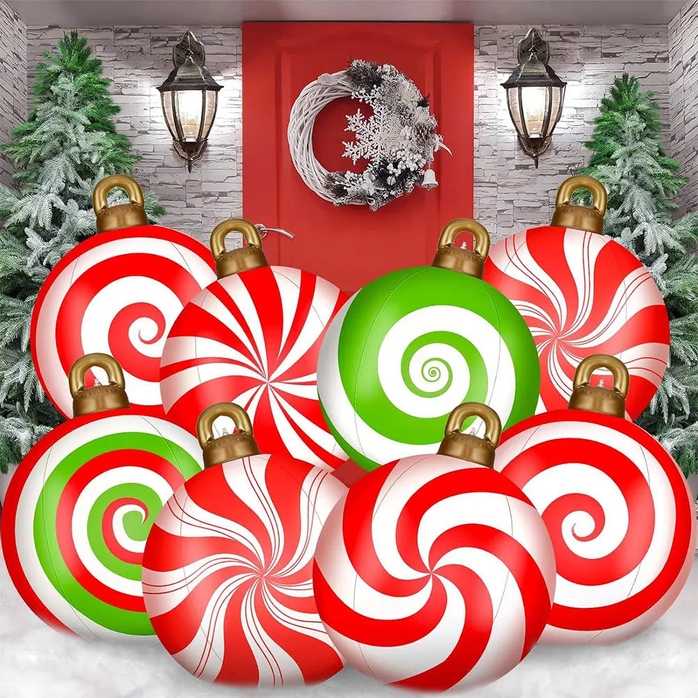 60cm Giant Inflatable Christmas Ball with Lights Remote Control Giant Luminous Inflatable Christmas Ball Outdoor Christmas Decor