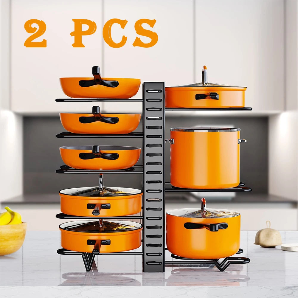 2 Pack Pot Rack, Pot Rack Organizers, Kitchen Organization & Storage Rack, Adjustable Pot Lid Holders & Pan Rack - You Offer