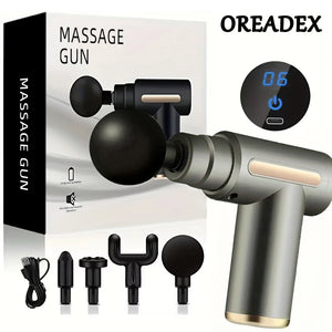 Portable Fascia Massage Gun Deep Tissue Massager Body Muscle Relaxation with LED Touch Screen 4 Replaceable Massage Heads - You Offer