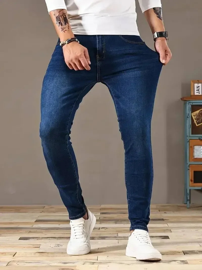 2025 - 2026 Spring New Mens Slim Fit Classic Skinny Jeans Casual Street Style Casual Mens Skinny Jeans Male Slim Fit Pencil Denim Blue - You Offer