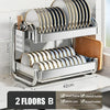 Dish Drying Rack Multifunctional Rustproof Big-capacity Bowl Storage Shelf Stainless Steel Multilayer Spacesaving Draining Shelf