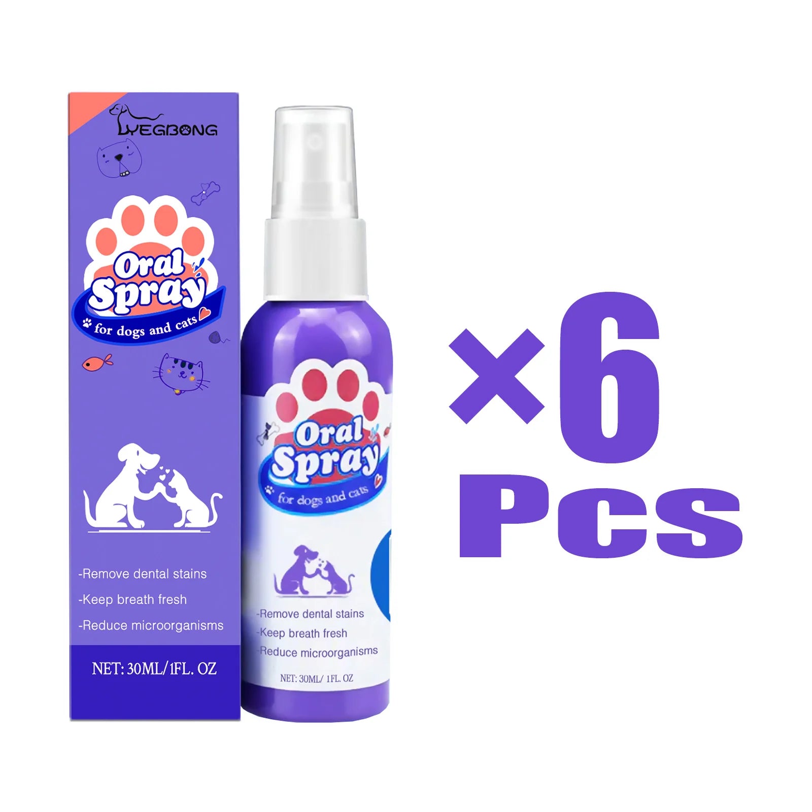 30ml Pet Oral Health Spray Dental Stain Cleaning Cats Dogs Teeth Grooming Plaque Tartar Remover Freshen Breath Healthy Oral Care