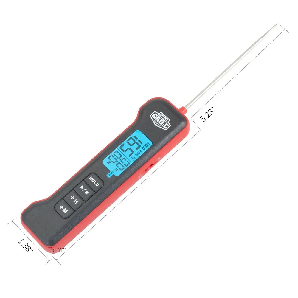 Pocket Digital Instant Read Meat Thermometer Fast Accurate Temperature Reading Grill BBQ Timer Soft Grip Stainless Steel Probe - You Offer