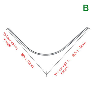L Shaped Extendable Curved Shower Curtain Rod 3Size Silver Stainless Steel Shower Curtain Poles Punch-Free Bathroom Curtain Rail