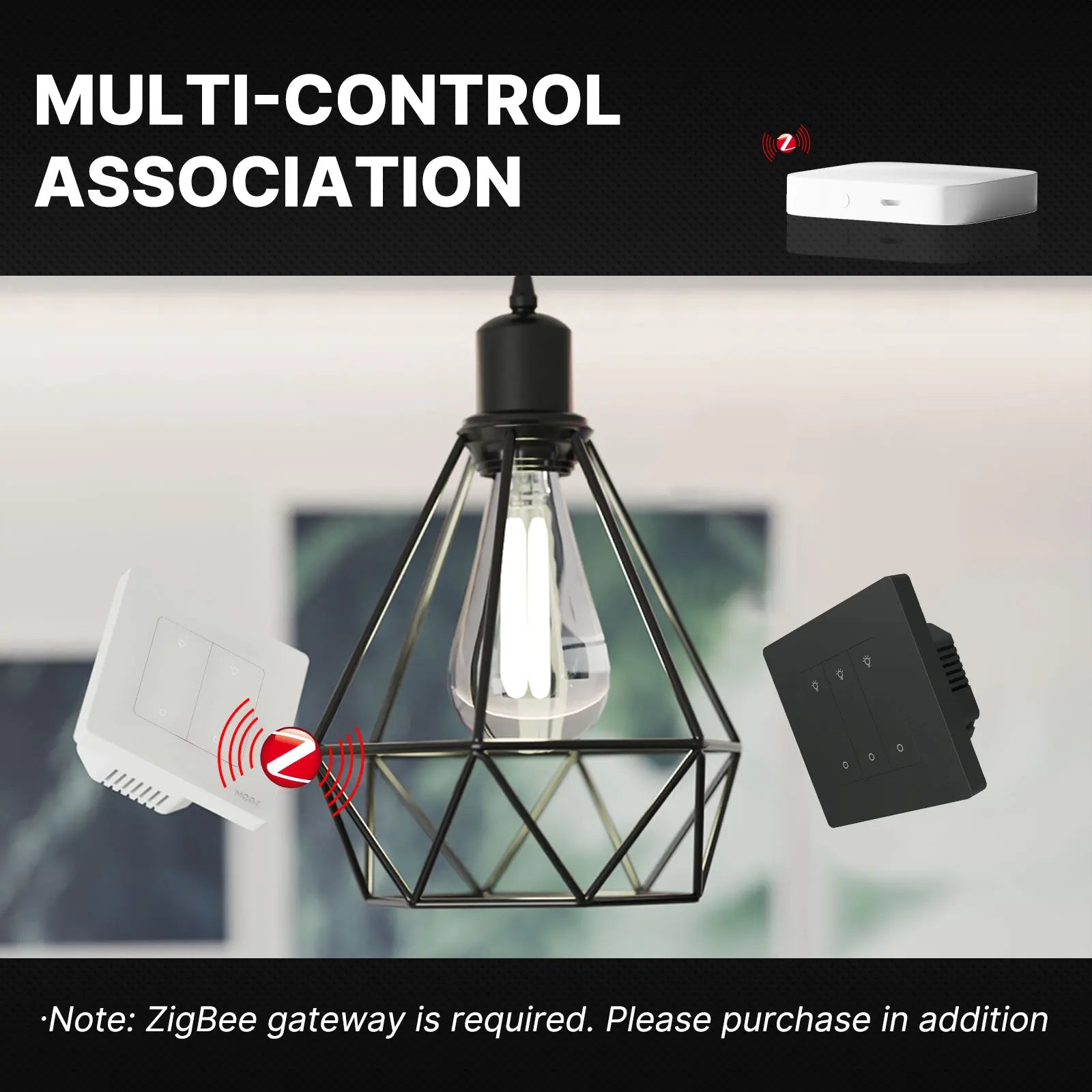 MOES Star Ring Series ZigBee Smart Dimmer Switch for Light Dimming Smart Life APP Work with Alexa Google Home Dimmable 1-3Gang - You Offer
