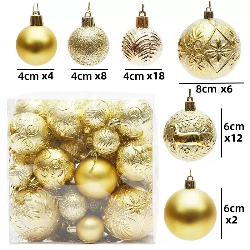 29/40/50pcs Silver Red Special-shaped Christmas Ball Ornaments Christmas Tree Party Decoration Christmas Spheres Pendant New