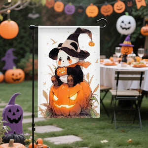 Halloween Skull Pumpkins Double-Sided Linen, 12x18 Inches, Home Outdoor Yard Holiday Party Decorations (Flag Pole Not Included)