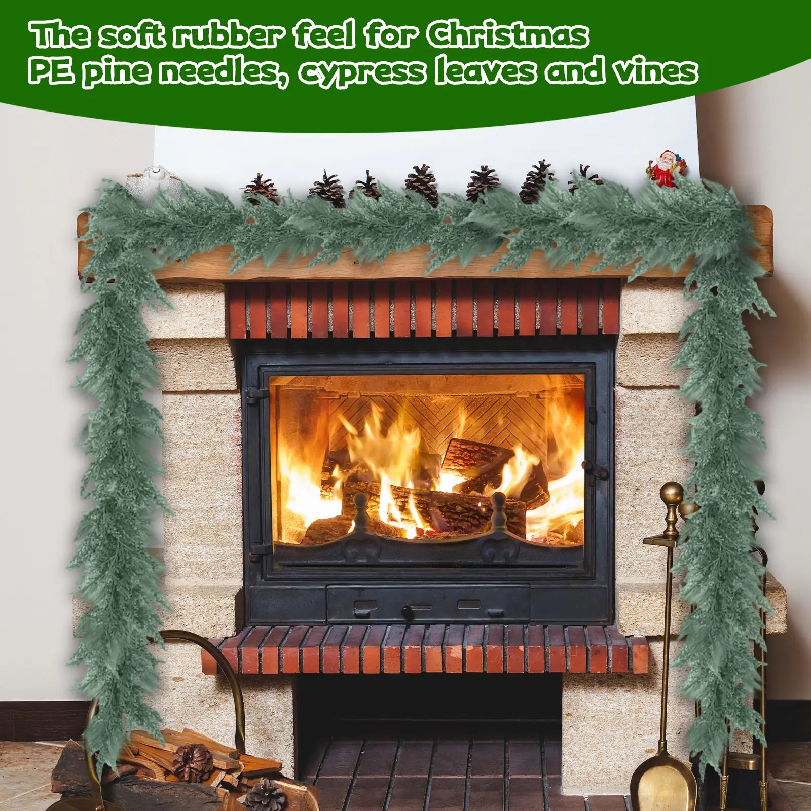 270cm Christmas Norfolk Pine Dense Garland Artificial Greenery Garland For Holiday Mantle Fireplace Table Home Decor