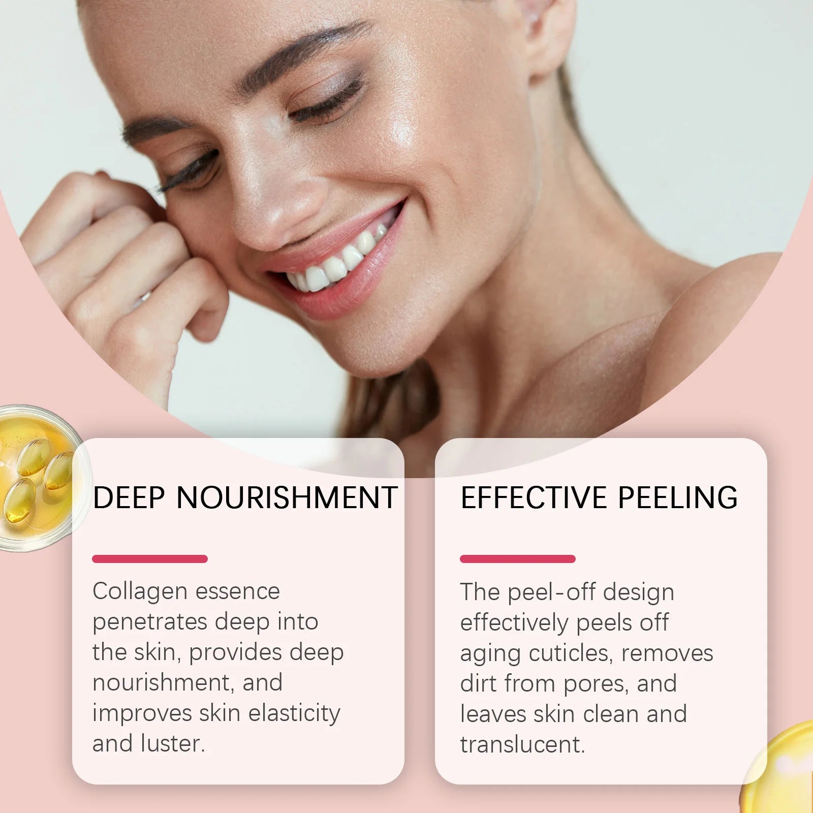 Collagen Peel-off Mask Deep Hydrating Firming Fade Fine Lines Shrink Pores Brightening Overnight Wrapping Mask Face Skin Care