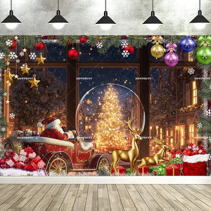 Dewprint Christmas Backdrop Background Banner Fireplace Theme Winter Xmas Tree Indoor Decor Family Holiday Party Portrait Photo