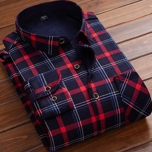 Autumn and Winter New Fashionable Plush Thick Warm Checkered Shirt for Men's Casual Loose Sports Large Size High Quality Shirt