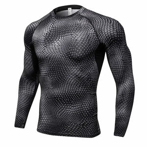 Men's Fitness Running Training Long-Sleeved Shirts Tight Elastic Quick-Drying Clothes Gym T-Shirt Workout Athletic Undershirts