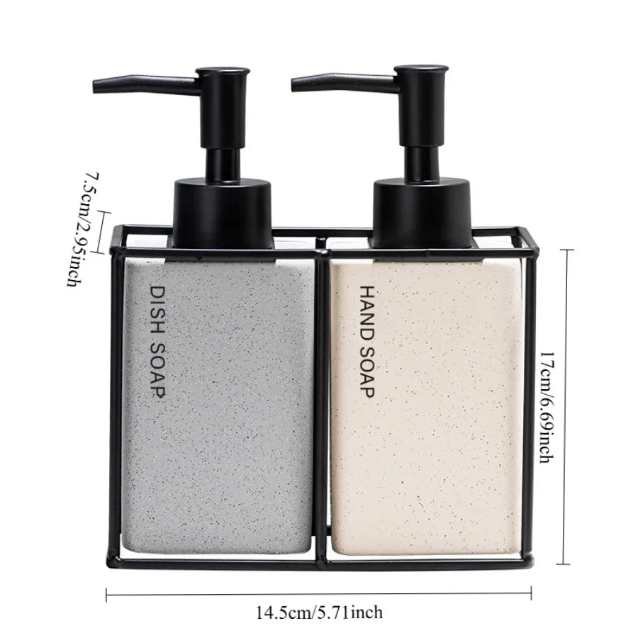 330ml Bathroom Soap 2pcs Ceramics Dispensers Refillable Holder Portable Travel Dispenser Liquid Soap Dispenser Bath Pump Bottle