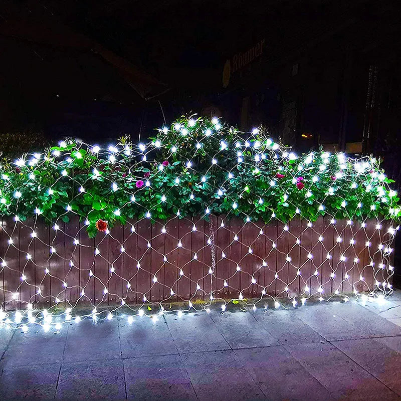 Garden Wall Outdoor Room Decoration Curtain LED Net Mesh Fairy Lights String Christmas Wedding Garland for Bedroom EU Plug 220V
