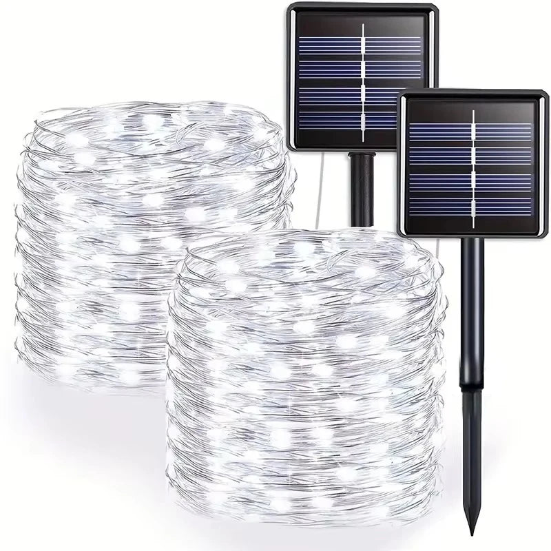 Led Solar Fairy String Lights 8 Modes Christmas Led Light Outdoor Garden Patio Wire Garland Light Christmas Lights