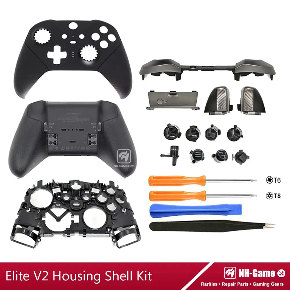 Replacement Housing Shell Kit For Xbox Elite Series 2 Controller Front Case Back Cover LB RB Bumper Button Grips Carry Bag