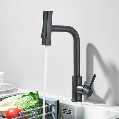 Black Kitchen Faucets Black Pull Out Rotation Waterfall Sprayer Sink Mixer Brushed Nickle Water Tap - You Offer