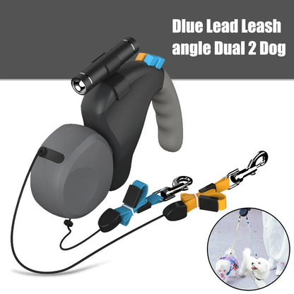 Dual Retractable Dog Leash with Light – Tangle-Free Rope for Walking 2 Dogs - You Offer