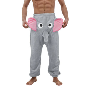 Funny Elephant Nose Ears Eyes Novelty Pants Humorous Underwear Men Women Cartoon Animal Themed Sleep Trouser Birthday Prank Gift - You Offer