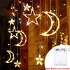 3.5m Star Moon LED Curtain String Light Solar/Battery Power Christmas Garland Fairy Lamp for Outdoor Garden Xmas NewYear Decor