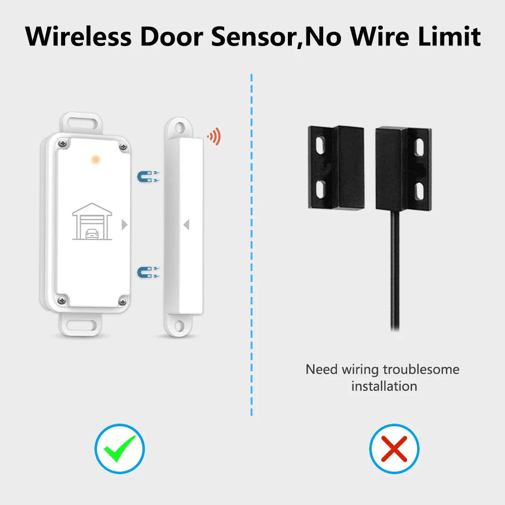 QCSMART ZigBee 3.0 Garage Door Wireless Sensor Opener Controller Tuya Smart Life App Remote Voice Control Google Assistant Alexa
