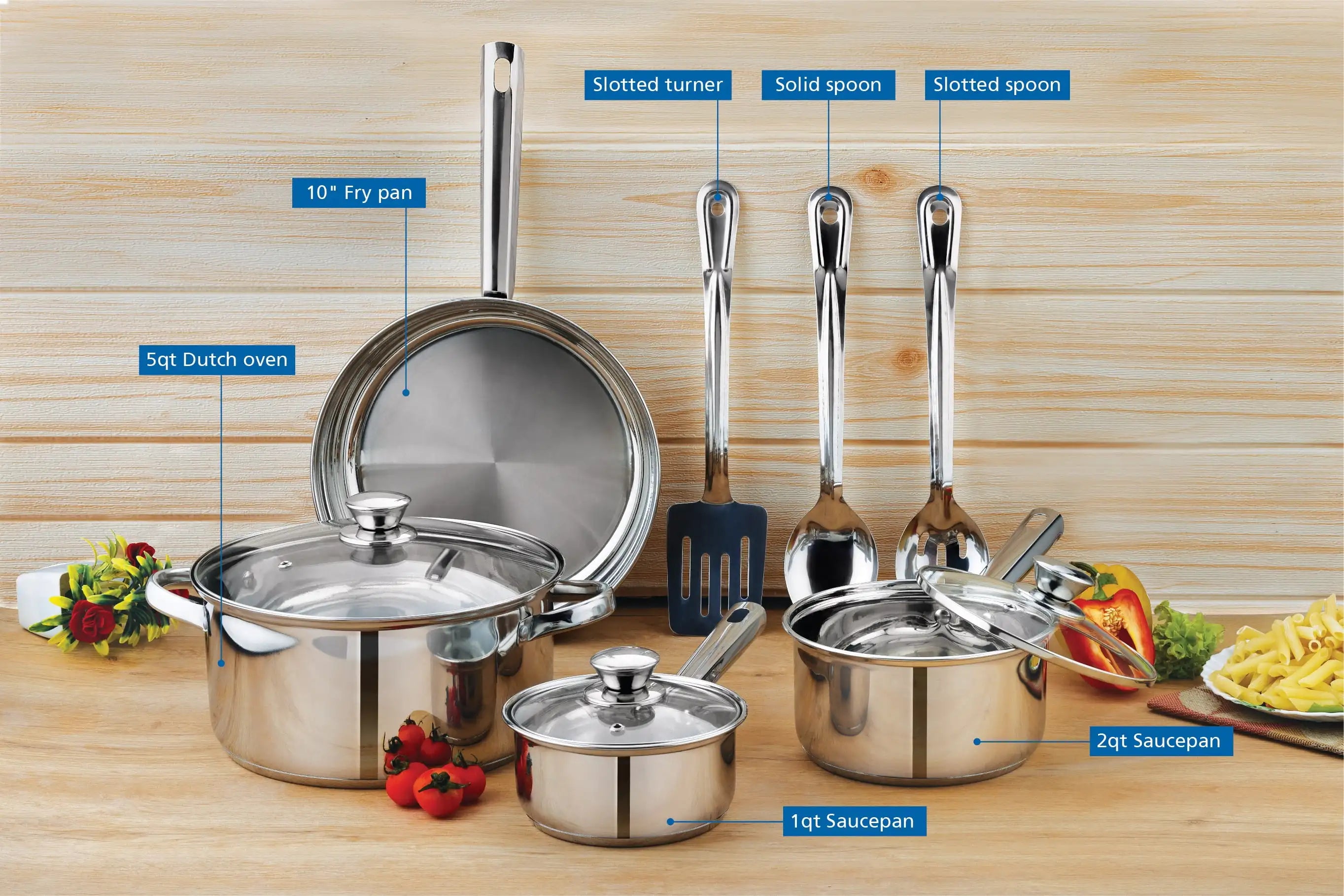 10-Piece Nonstick Stainless Steel Cookware Set for Durability and Style for Everyday Homemaking - You Offer