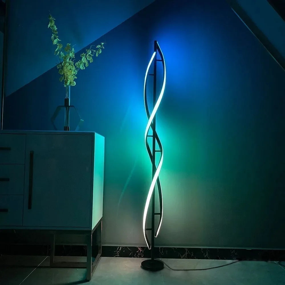 Minimalist creative floor lamp, bedroom living room personalized atmosphere lamp,Nordic minimalist LED circular curve floor lamp