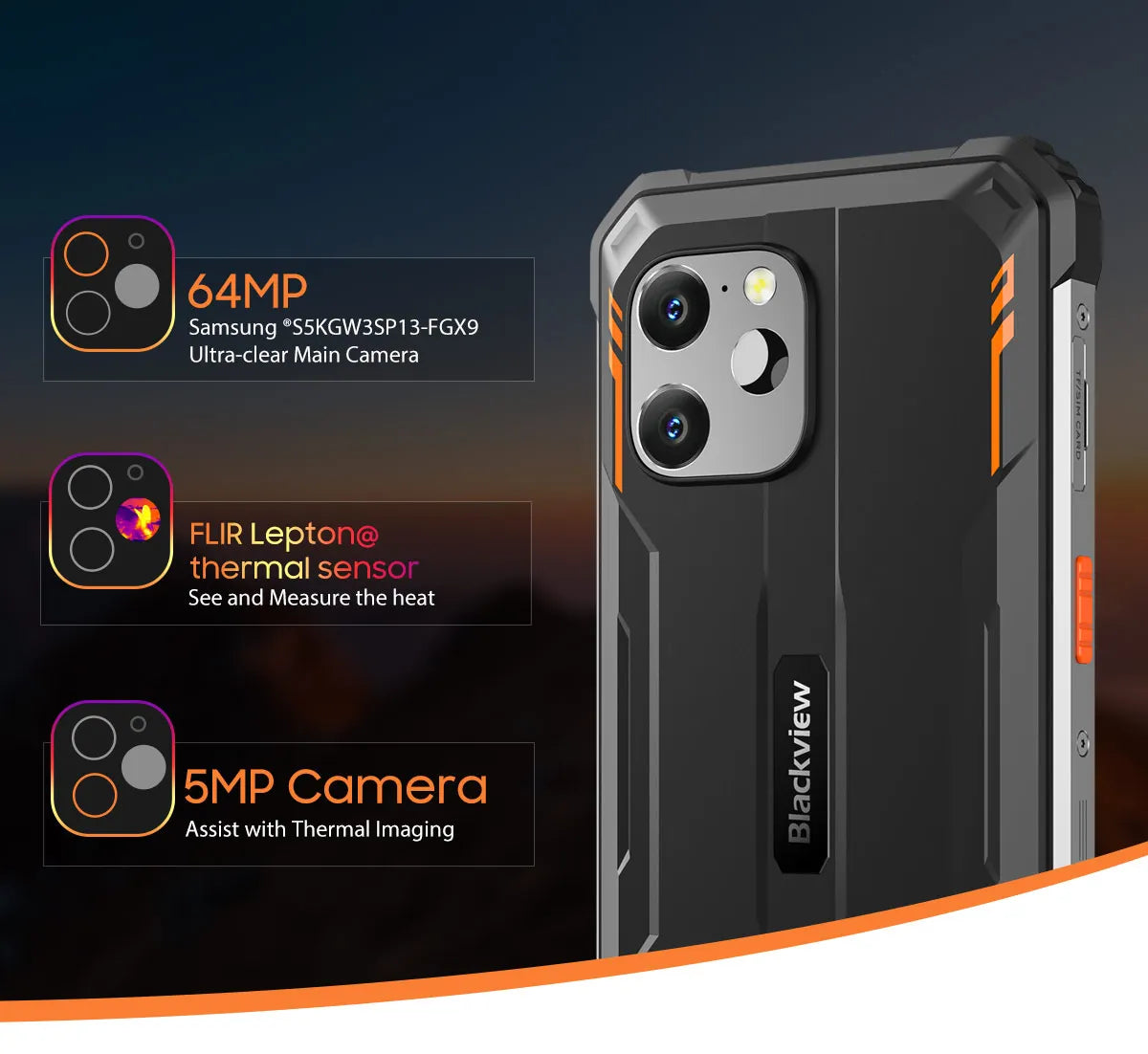 [World Premiere] Blackview BV8900 Rugged Smartphone Android 13 6.5'' Display 16GB 256GB Helio P90 Mobile Phone Thermal Cellphone