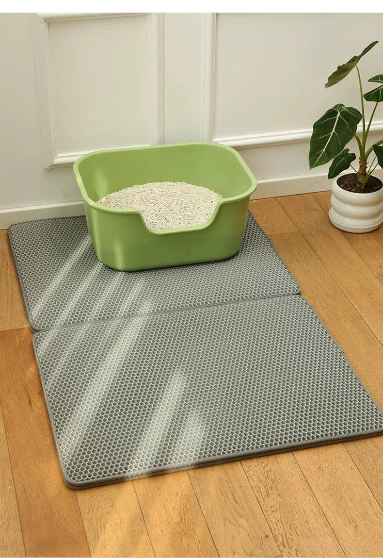 90x60CM Large Cat Litter Mat Waterproof Double Layer Non Slip Litter Box Tray Washable Durable Pet Toilet Sand Trapping Mat