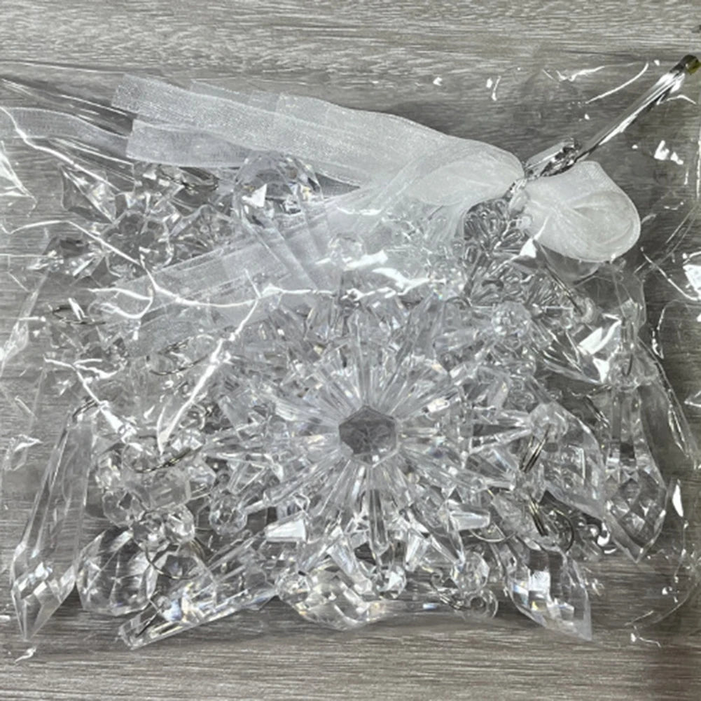 Crystal Clear Snowflake Acrylic Ice Pendants Christmas Tree Hanging Ornaments Icicle Water Drop Decoration For Xmas Party Decor