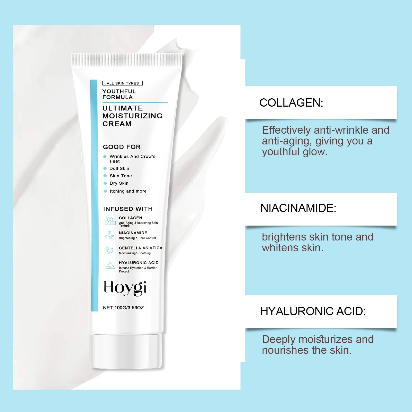 Centella Ultimate Moisturizing Cream Youthful Formula Collagen Niacinamide Centella Asiatica Hyaluronic Acid Wrinkles Spots Crea