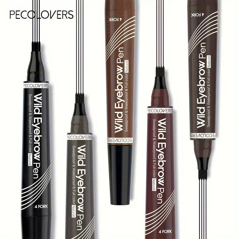 5 Colors Liquid Eyebrow Pen, Long Lasting Eyebrow Tattoo Pen, 4-splitted Head Eyebrow Tint Pen , Gray Brown Eyebrow Makeup