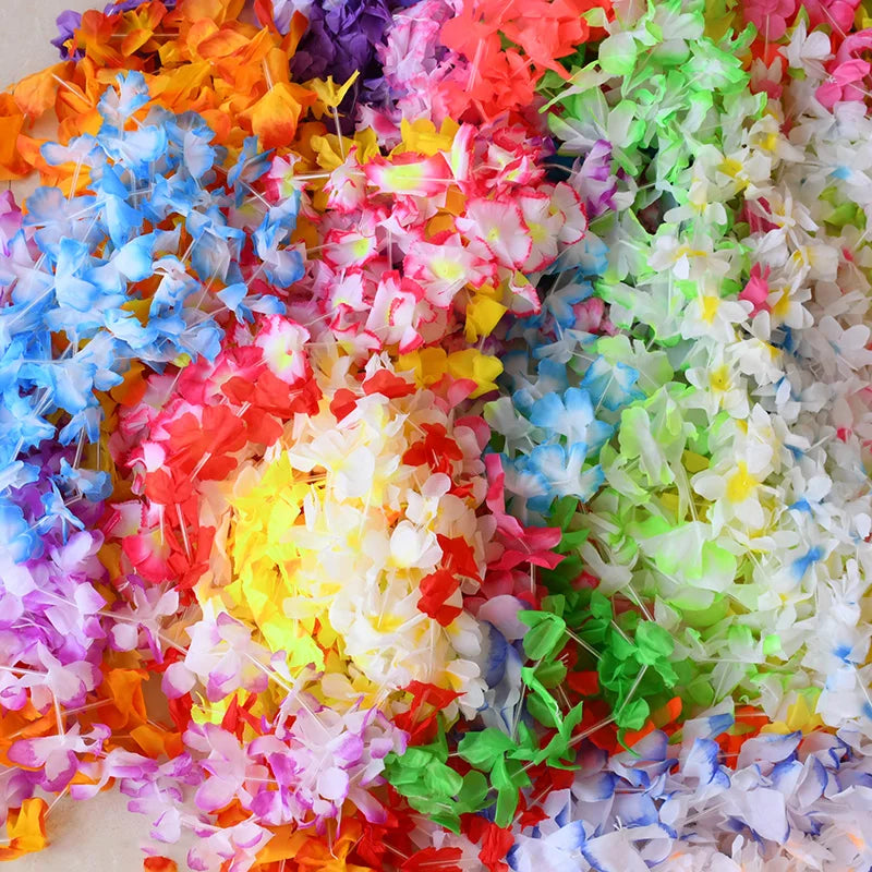 5-50Pcs Hawaiian Artificial Flower Necklace Summer Tropical Beach Birthday Party Decoration Supplies Wedding Favors for Guests