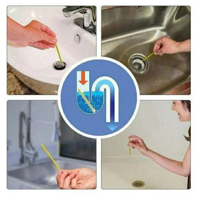 12pcs Pipeline Bathtub Decontamination Drain Cleaners Kitchen Sink Filt Sticks Sewer Cleaning Rod for Kitchens