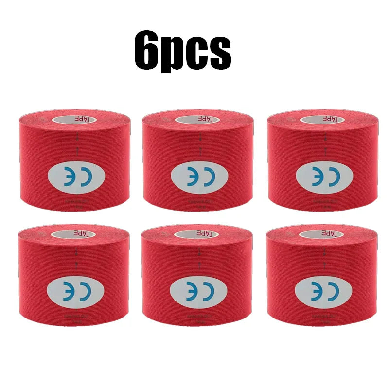 1/6pcs Breathable Cotton Kinesiology Tape Sports Elastic Roll Adhesive Muscle Bandage Knee Elbow Protector Injury Pain Care Tape