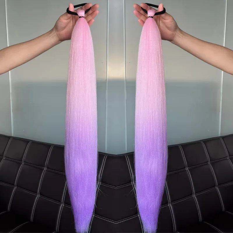 Synthetic Straight Ponytail with Hair Tie Hot Anime Kpop Hunter Cosplay Costumes Wig Ponytail Hood for Women Men