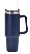 40oz stainless steel insulated water bottle, large capacity drinking cup with handle, car straw cup - You Offer